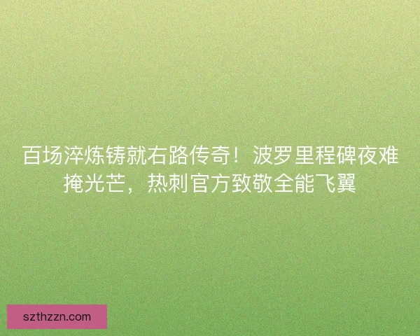 百场淬炼铸就右路传奇！波罗里程碑夜难掩光芒，热刺官方致敬全能飞翼