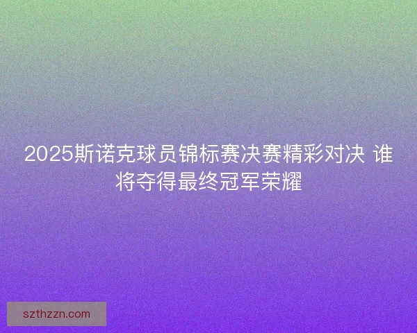 2025斯诺克球员锦标赛决赛精彩对决 谁将夺得最终冠军荣耀
