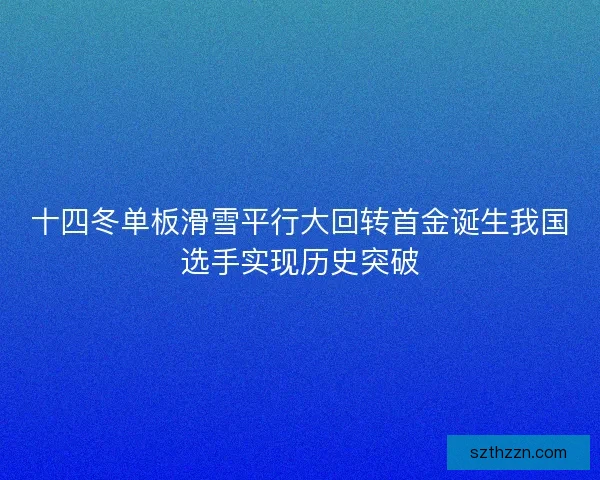 十四冬单板滑雪平行大回转首金诞生我国选手实现历史突破