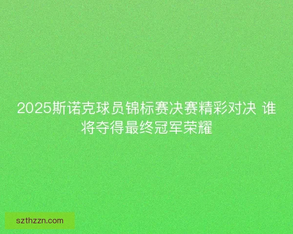 2025斯诺克球员锦标赛决赛精彩对决 谁将夺得最终冠军荣耀